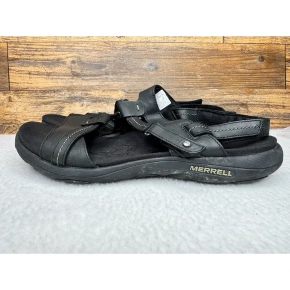 Ladies Merrell Swivel Leather Sandals Women's Sz US 11 Black Leather Hiking Shoe - Picture 6 of 10